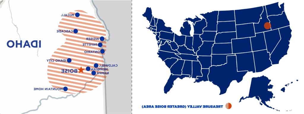 U.S map of the treasure valley