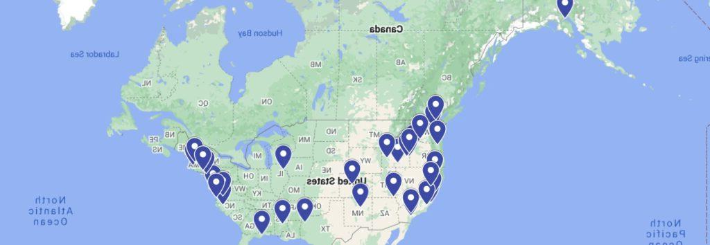 A world map showing advance medical imaging student's locations