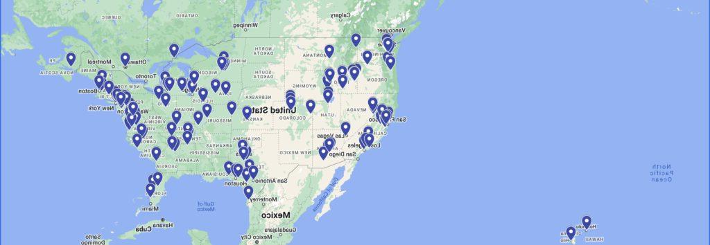 A world map showing Master of Science in Organizational Performance and Workplace student locations